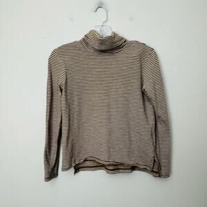Madewell Brown And White Striped Long Sleeve Turtle Neck Shirt Women’s Size XXS